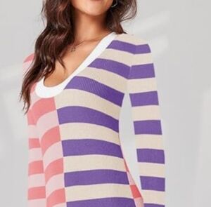 Striped Pink and Purple Maxi Dress